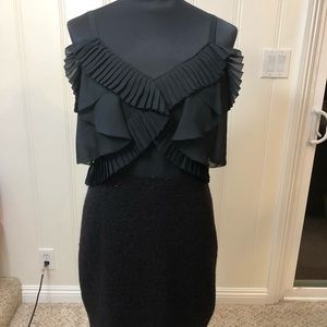 NWT Ann Taylor loft black sequin and ruffle dress